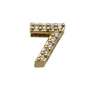 copper Number-7 Beads pave zircon, gold plated, approx 8mm, 2-6mm hole [FN29796]