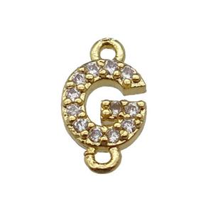 copper letter-G connector pave zircon, gold plated, approx 8mm [FN29834]