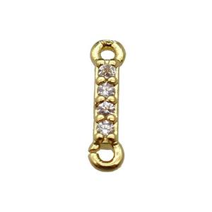 copper letter-I connector pave zircon, gold plated, approx 8mm [FN29836]
