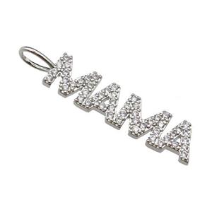 copper MAMA pendant pave zircon, platinum plated, approx 8-30mm [FN29855]