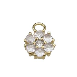 copper flower pendant pave zircon, gold plated, approx 11mm, 3mm hole [FN29860]