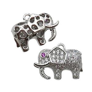 copper Elephant pendant pave zircon, platinum plated, approx 10-15mm [FN29867]