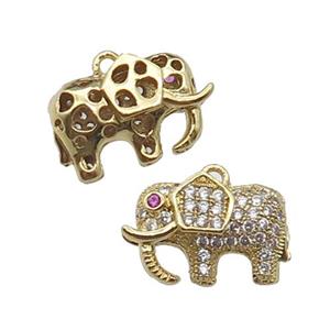 copper Elephant pendant pave zircon, gold plated, approx 10-15mm [FN29868]