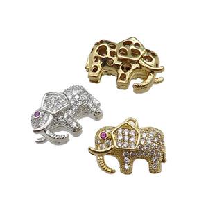 copper Elephant charm pendant pave zircon, mixed, approx 10-15mm [FN29869]