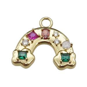 copper rainbow pendant pave zircon, gold plated, approx 16-22mm [FN29871]