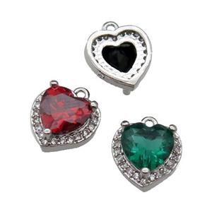 mixed copper Heart pendant pave zircon, platinum plated, approx 9mm [FN29889]