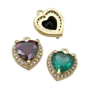 mix copper Heart pendant pave zircon, gold plated, approx 9mm [FN29896]