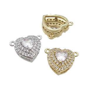 mix copper Heart pendant pave zircon with 2loops, approx 11mm [FN29899]