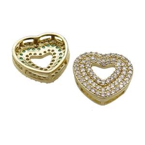 copper Heart pendant pave zircon, gold plated, approx 18mm [FN29923]