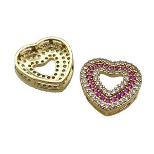 copper Heart pendant pave zircon, gold plated, approx 18mm [FN29925]