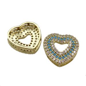 copper Heart pendant pave zircon, gold plated, approx 18mm [FN29926]