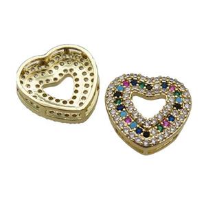 copper Heart pendant pave zircon, gold plated, approx 18mm [FN29927]