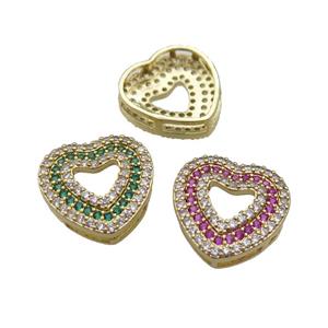 mix copper Heart pendant pave zircon, gold plated, approx 18mm [FN29928]