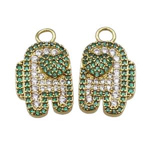 copper hand pendant pave zircon, gold plated, approx 11-17mm [FN29933]