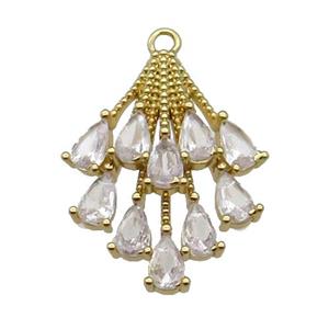 copper peacocktail pendant pave zircon, gold plated, approx 17-23mm [FN29935]