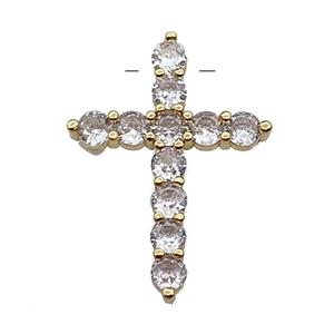 copper Cross pendant pave zircon, gold plated, approx 20-27mm [FN29941]