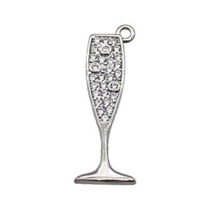 copper cup pendant pave zircon, platinum plated, approx 6-23mm [FN29959]