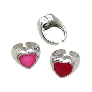 mix copper Heart Ring enamel platinum plated, approx 17mm, 18mm dia [FN30039]