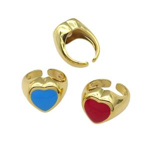 mix copper Heart Ring enamel gold plated, approx 17mm, 18mm dia [FN30046]