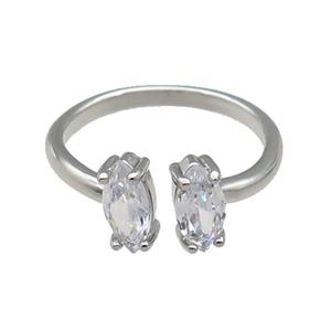 copper Ring pave zircon eye platinum plated, approx 4-8mm, 18mm dia [FN30133]