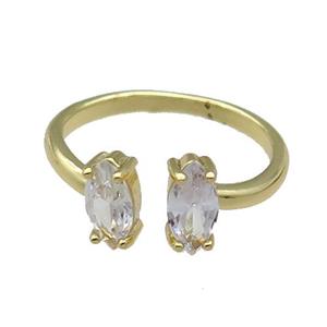 copper Ring pave zircon eye gold plated, approx 4-8mm, 18mm dia [FN30135]