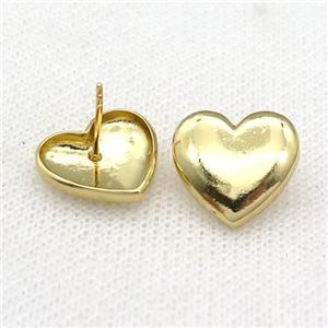 copper heart Stud Earring gold plated, approx 15mm [FN30172]