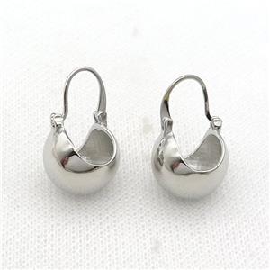 copper Hook Earring bag platinum plated, approx 15-23mm [FN30195]