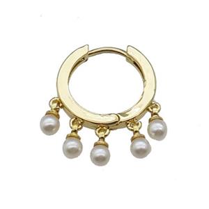 copper Hoop Earring with pearlized shell gold plated, approx 4mm, 18mm dia [FN30225]