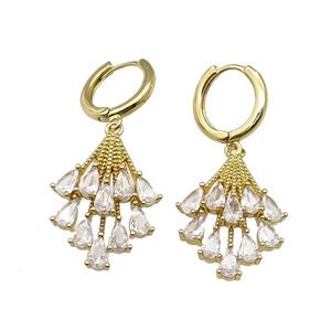 copper Hoop Earring pave zircon peacocktail gold plated, approx 18-25mm, 14mm dia [FN30227]