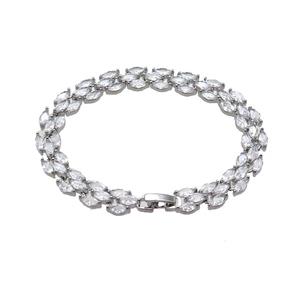 copper Bracelet pave zircon, platinum plated, approx 8mm, 17cm length [FN30231]