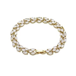 copper Bracelet pave zircon, gold plated, approx 8mm, 17cm length [FN30232]