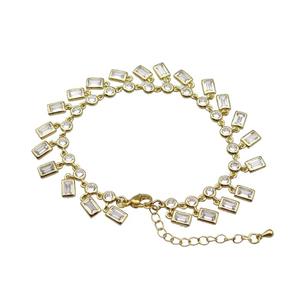 copper Bracelet pave zircon, gold plated, approx 5-7mm, 4mm, 16-21cm length [FN30234]