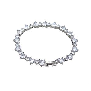 copper Bracelet pave zircon, platinum plated, approx 7mm, 17cm length [FN30235]