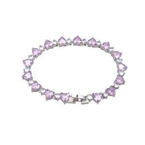 copper Bracelet pave zircon, platinum plated, approx 7mm, 17cm length [FN30236]