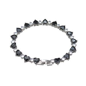 copper Bracelet pave zircon, platinum plated, approx 7mm, 17cm length [FN30237]