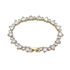 copper Bracelet pave zircon, gold plated, approx 7mm, 17cm length [FN30241]