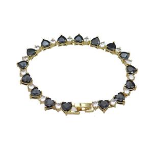 copper Bracelet pave zircon, gold plated, approx 7mm, 17cm length [FN30242]