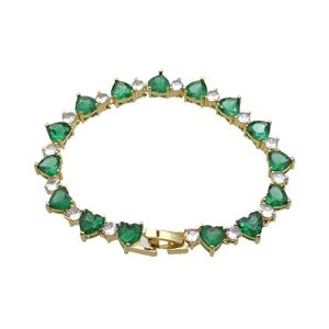 copper Bracelet pave green zircon, gold plated, approx 7mm, 17cm length [FN30243]