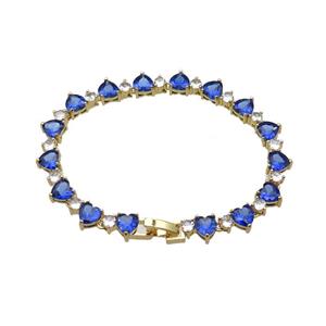 copper Bracelet pave blue zircon, gold plated, approx 7mm, 17cm length [FN30244]