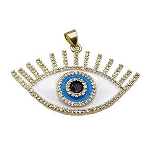 copper Eye pendant pave zircon white enamel gold plated, approx 25-40mm [FN30321]