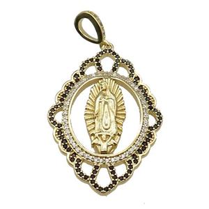 copper Jesus pendant pave zircon religious gold plated, approx 28-40mm, 4mm hole [FN30333]