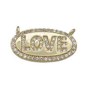 copper LOVE charm pendant pave zircon gold plated, approx 10-20mm [FN30341]