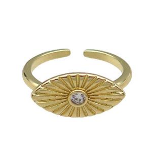copper Eye Ring pave zircon gold plated, approx 9-16mm, 18mm dia [FN30351]