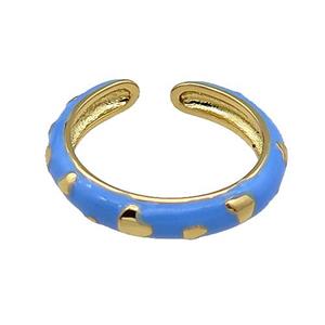 copper Ring with blue enamel gold plated, approx 18mm dia [FN30352]