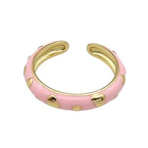 copper Ring with pink enamel gold plated, approx 18mm dia [FN30353]
