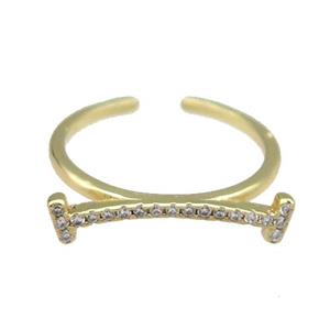 copper Ring pave zircon gold plated, approx 20mm, 18mm dia [FN30548]