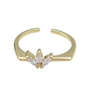 copper Ring pave zircon gold plated, approx 6mm, 18mm dia [FN30550]