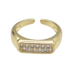 copper Ring pave zircon gold plated, approx 6mm, 18mm dia [FN30551]