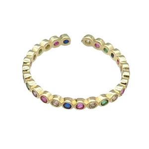 copper Ring pave zircon gold plated, approx 18mm dia [FN30555]