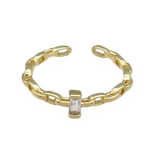 copper Ring pave zircon gold plated, approx 5mm, 18mm dia [FN30556]